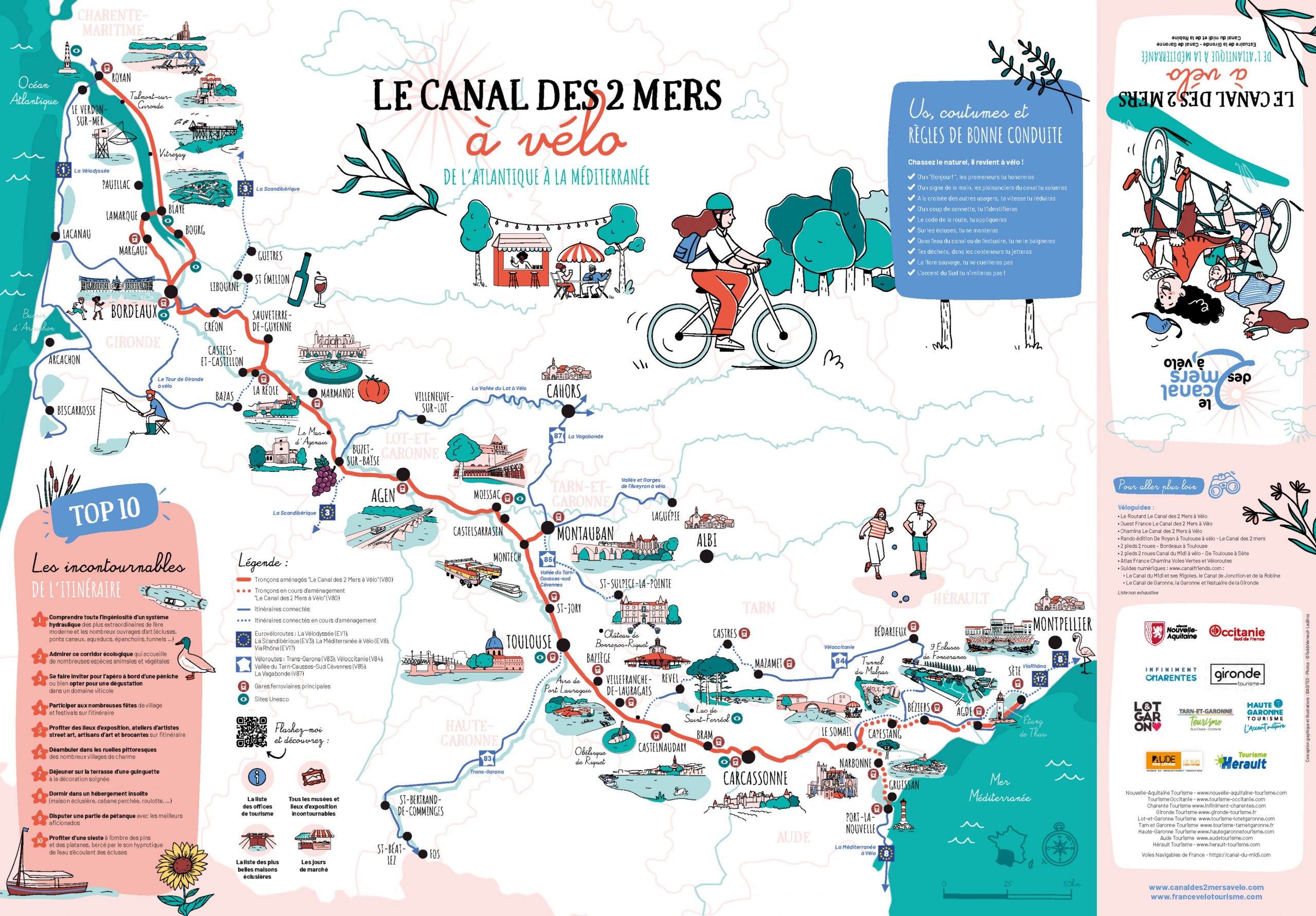 Carte Canal des 2 mers à vélo